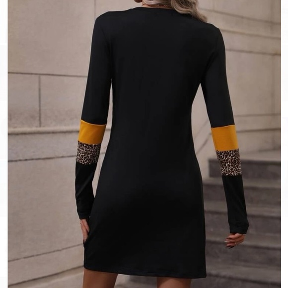 🔥LAST CHANCE🔥Leopard Print Colorblock Dress - Picture 3 of 4